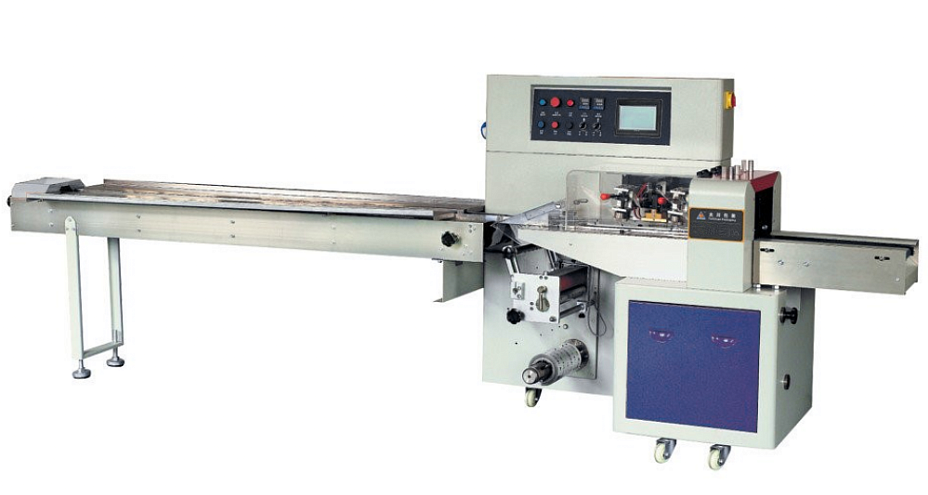 Горизонтальная упаковочная машина Hualian Machinery DXDZ-600XD (3 серв., H-110 мм, L не огр., W 145-285 мм, HL-1108, круг. отв., подбой, прок. пакета)